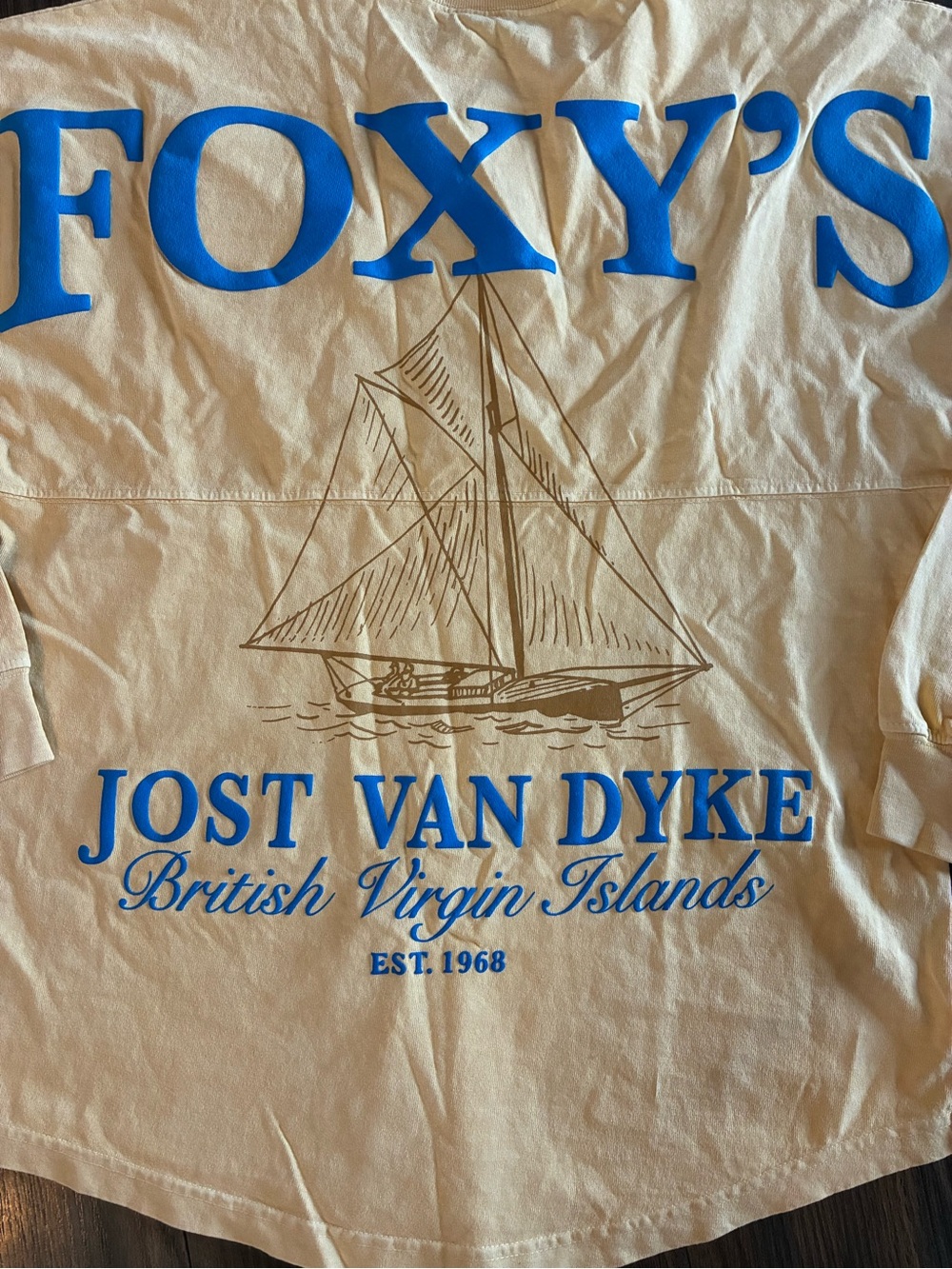 Foxy’s Jost Van Dyke Spirit Jersey Yellow BVI Puff Print S - Picture 3 of 4